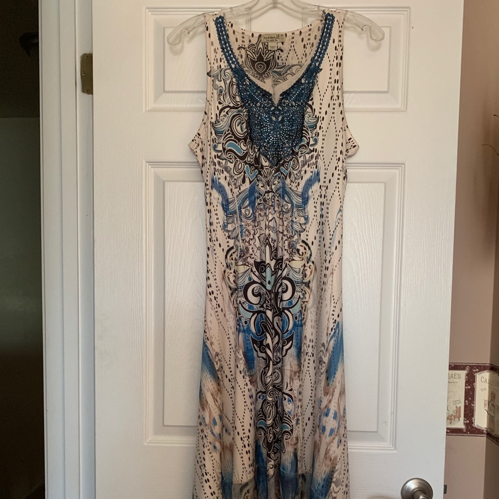 One World Beaded Midi Kerchief Dress